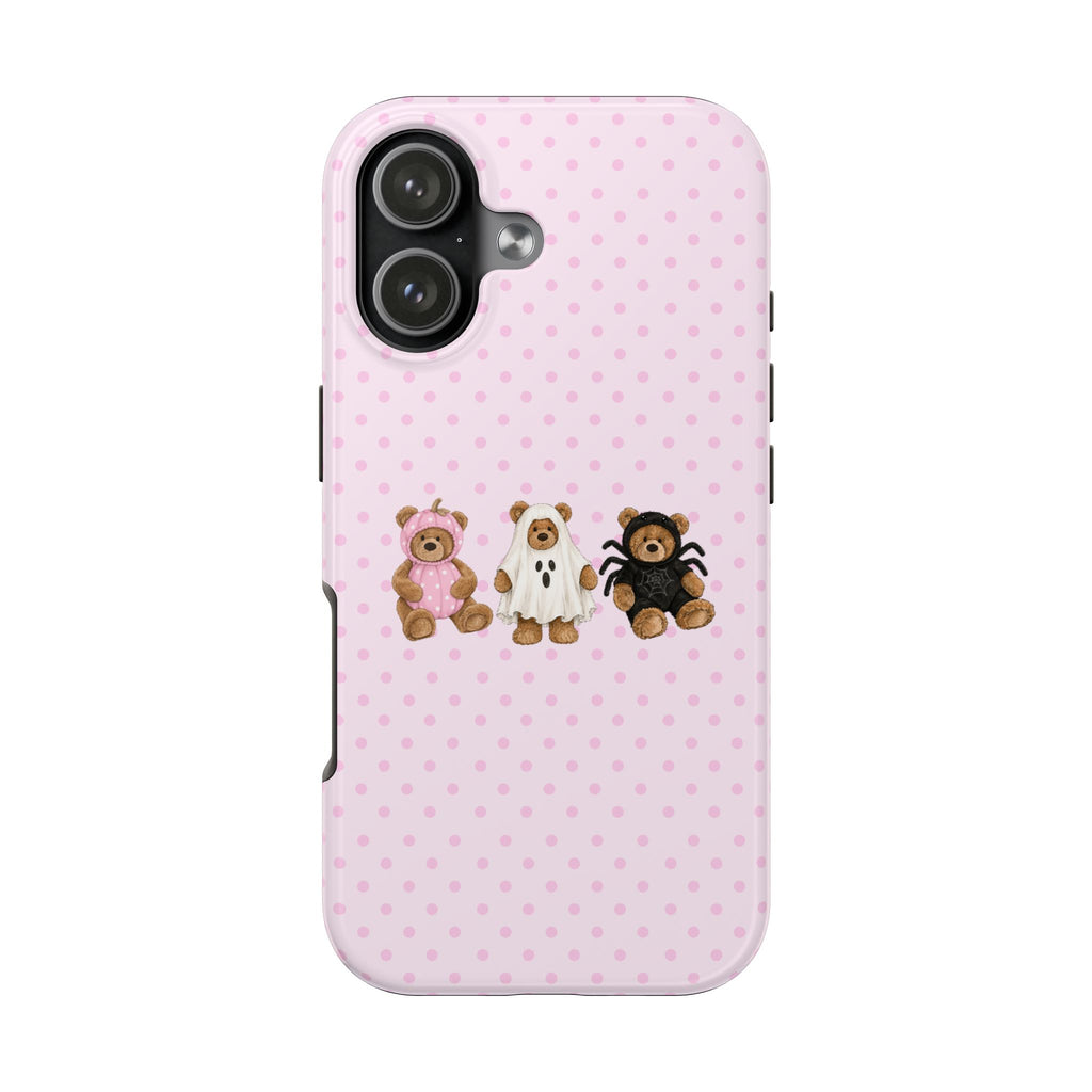 PINK POLKA DOTS HALLOWEEN TEDDY BEARS PHONE CASE