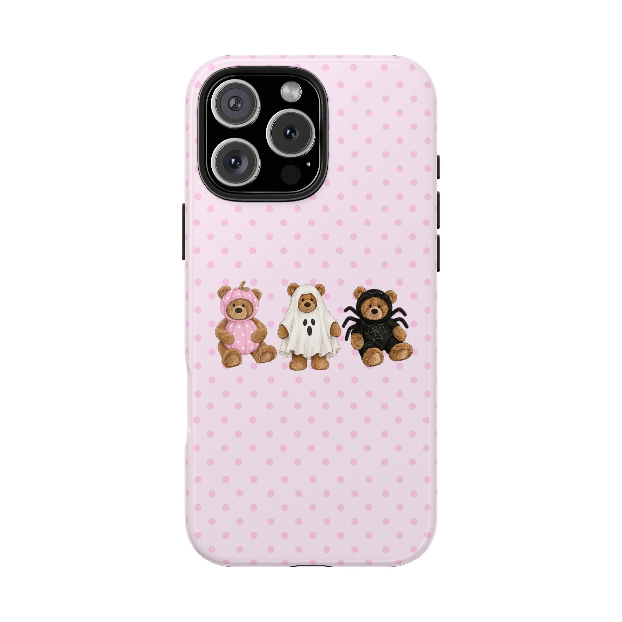 PINK POLKA DOTS HALLOWEEN TEDDY BEARS PHONE CASE