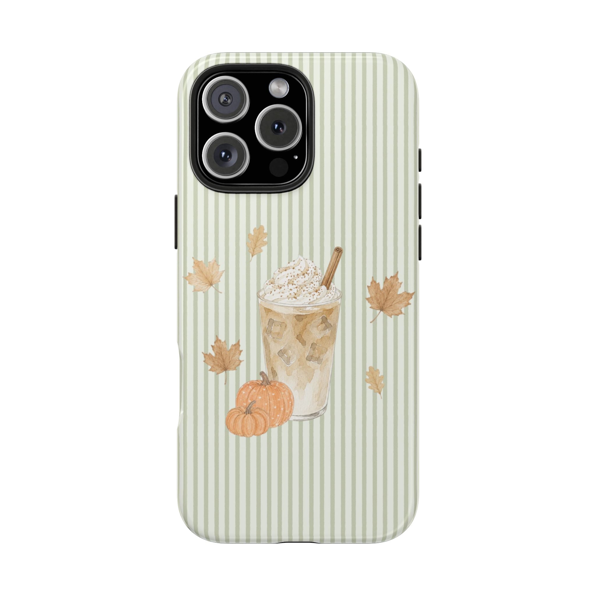 GREEN STRIPES PUMPKIN SPICE LATTE PHONE CASE