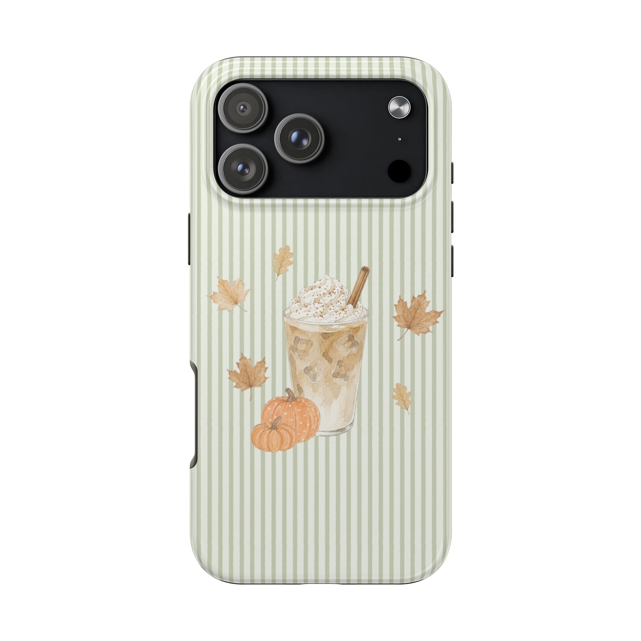 GREEN STRIPES PUMPKIN SPICE LATTE PHONE CASE