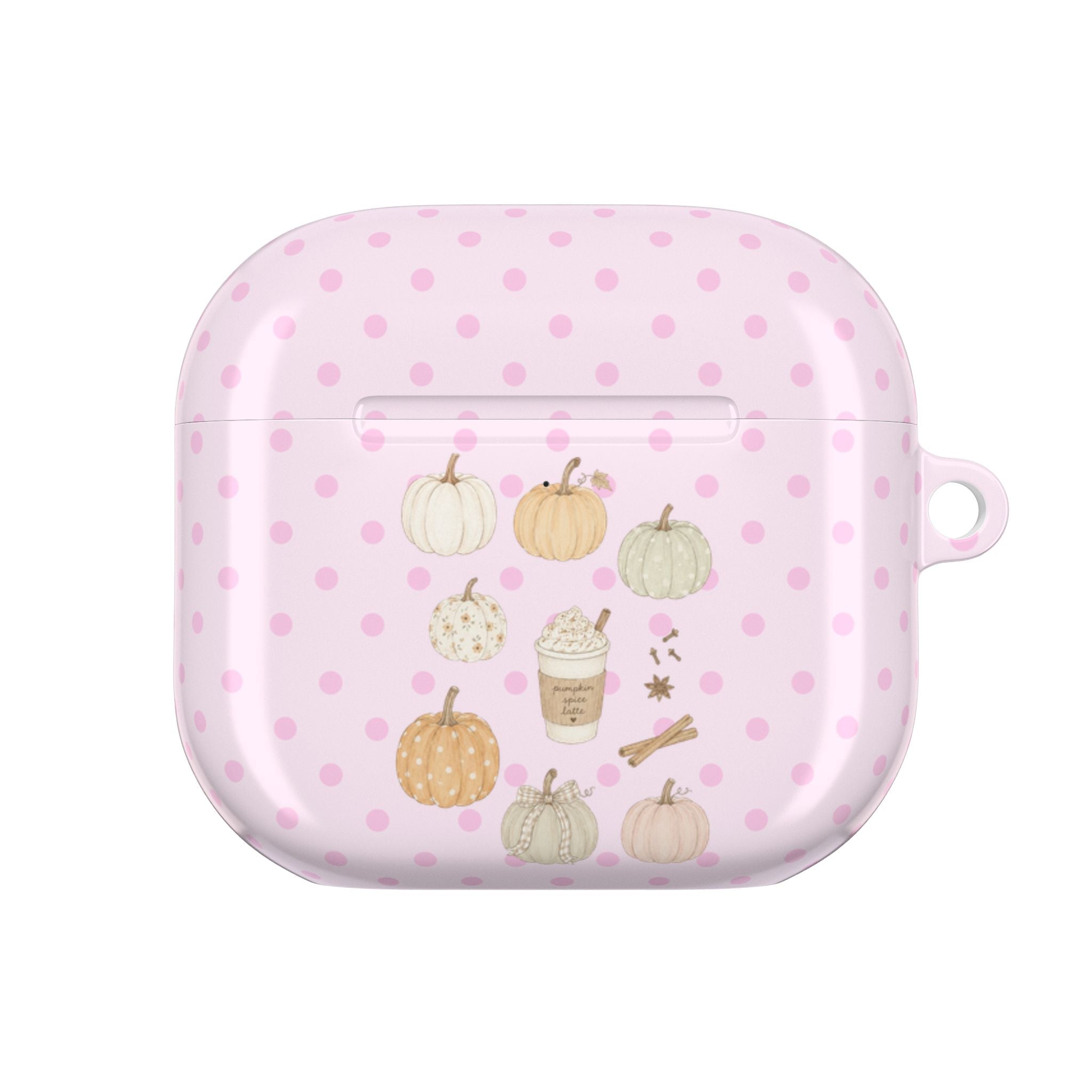 PINK POLKA DOTS COZY FALL PUMPKINS AIRPOD CASE