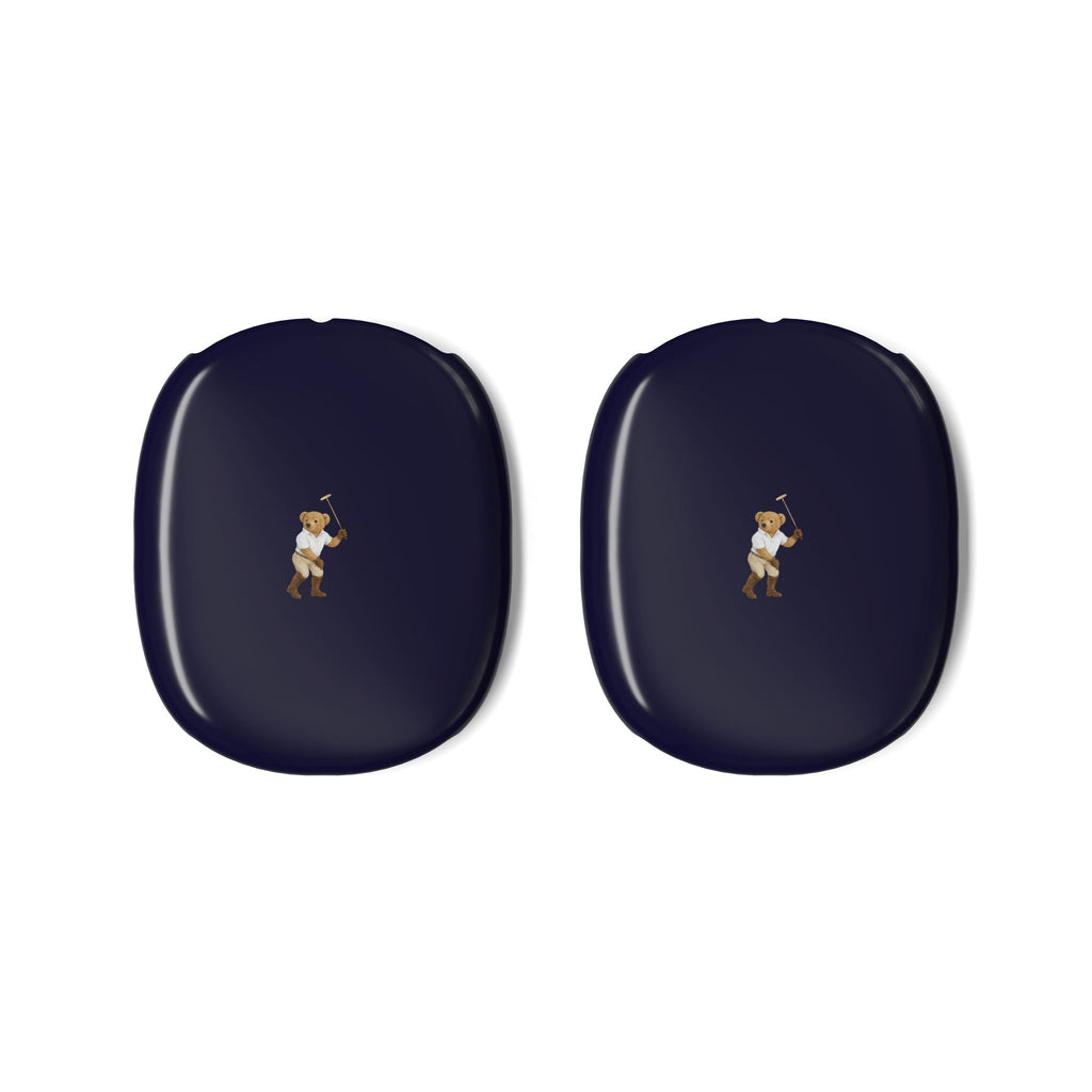 Navy teddy bear AirPods Max earcup cover set, small oval caps with bear graphic