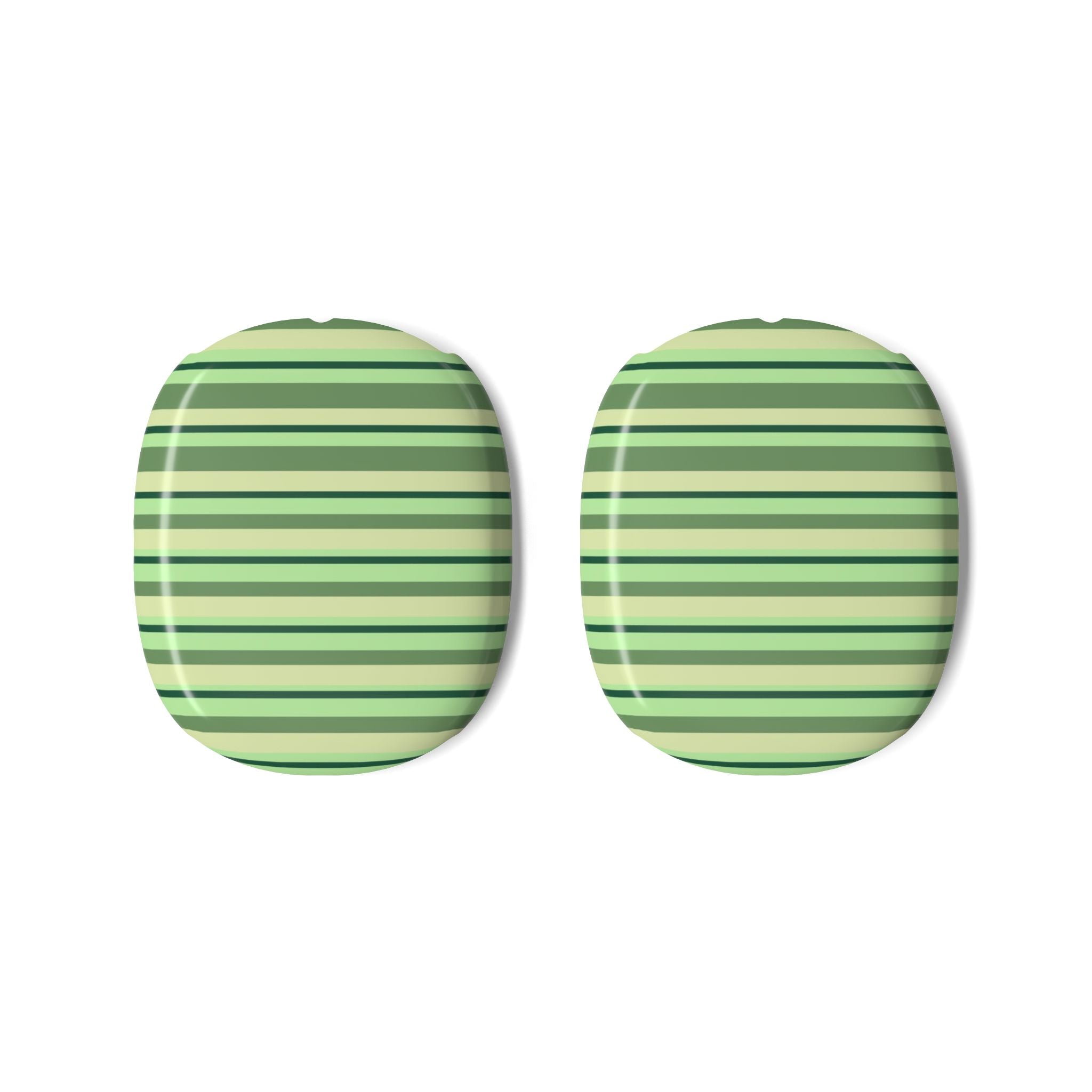 Pair of green horizontal striped ear cup covers, oval shape