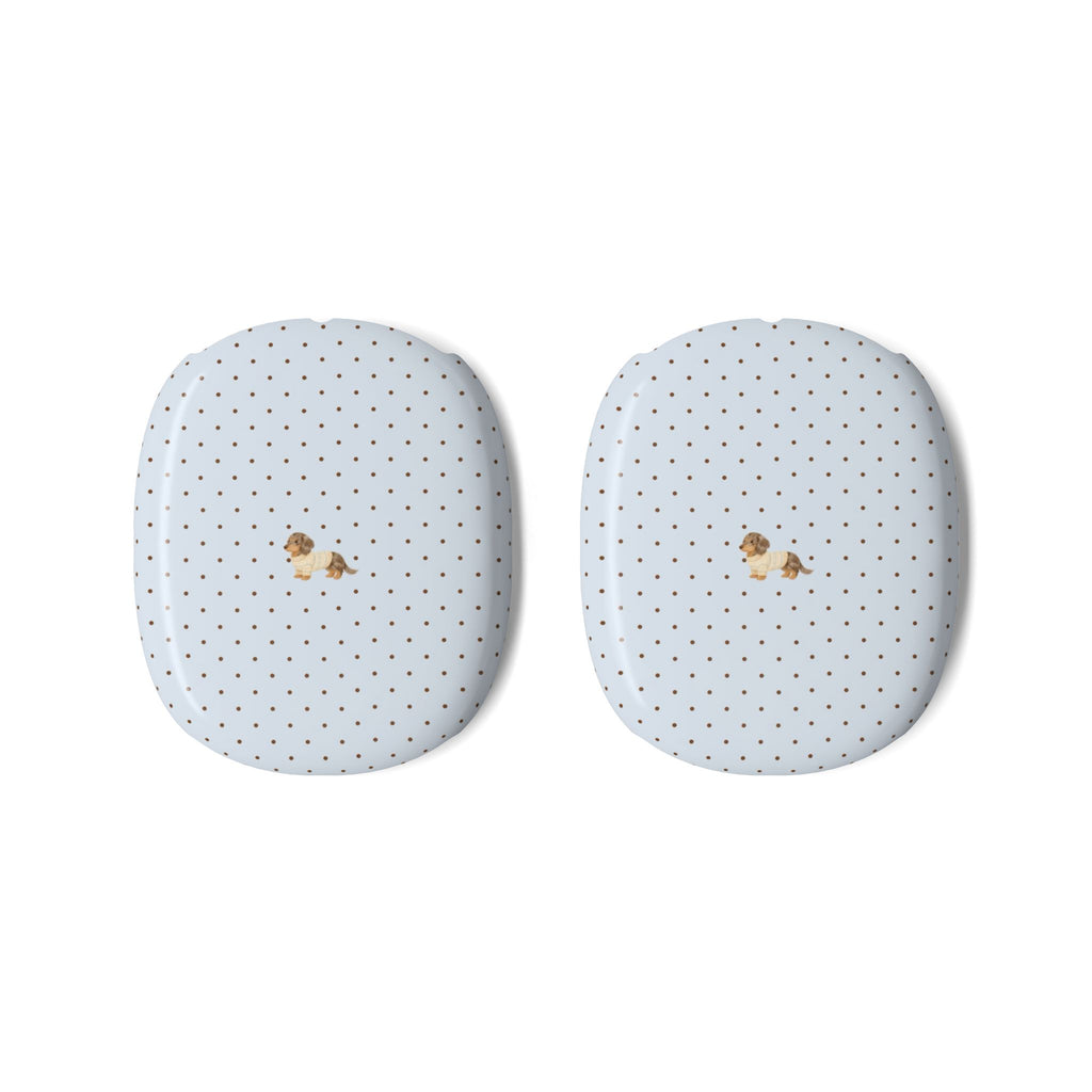 BLUE POLKA DOTS MINI DACHSHUND PUPPY DOG AIRPODS MAX CASE COVERS