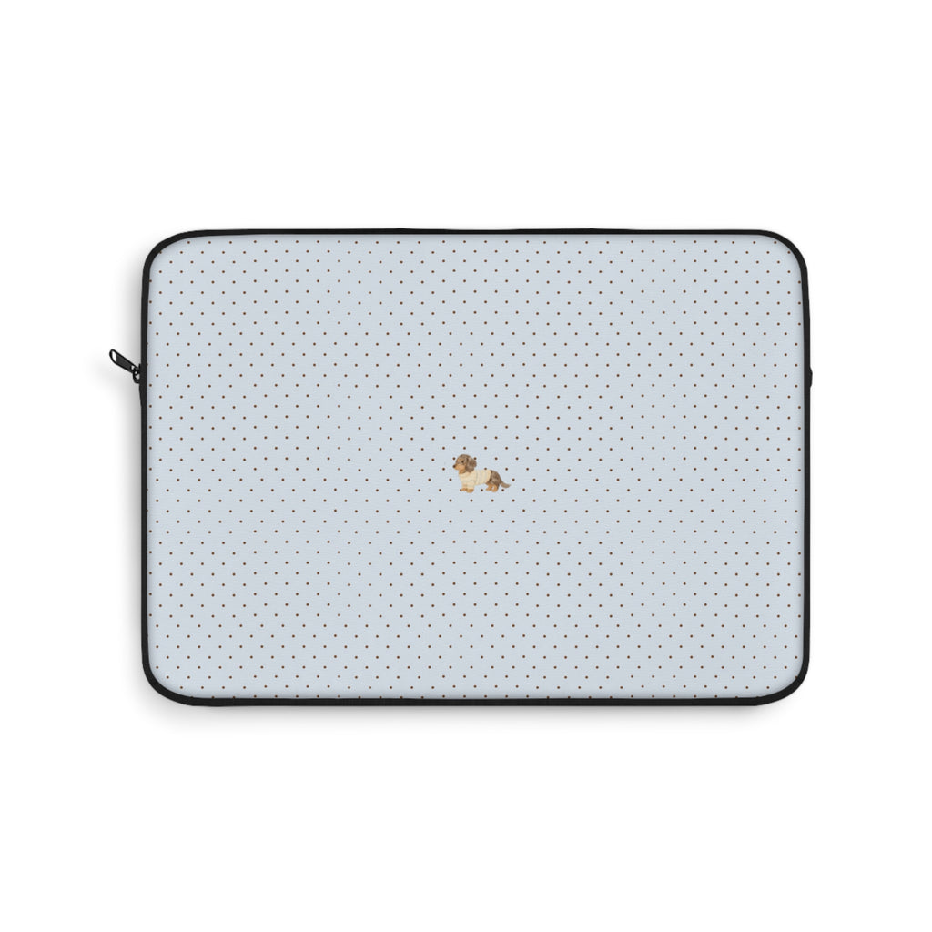 BLUE POLKA DOTS MINI DACHSHUND PUPPY DOG KINDLE IPAD & LAPTOP SLEEVE