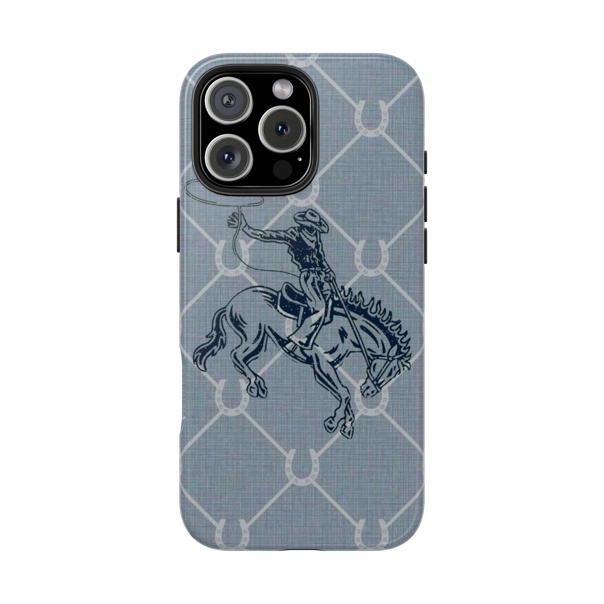 BLUE HORSESHOE RODEO COWBOY PHONE CASE