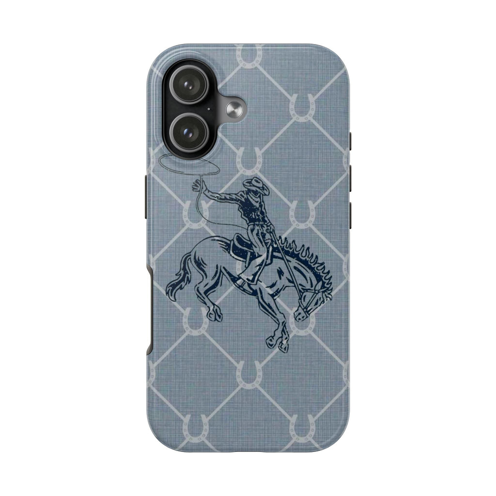 BLUE HORSESHOE RODEO COWBOY PHONE CASE