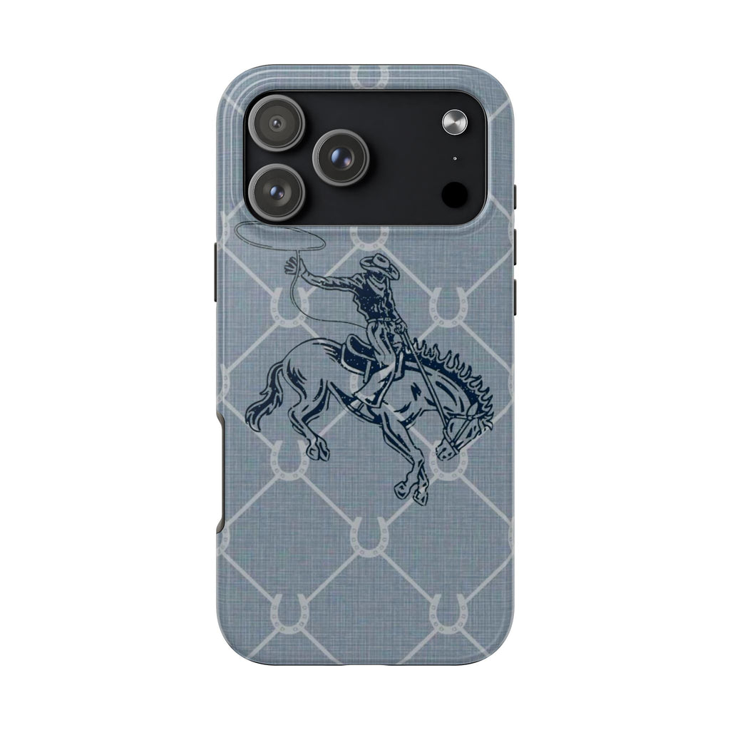 BLUE HORSESHOE RODEO COWBOY PHONE CASE