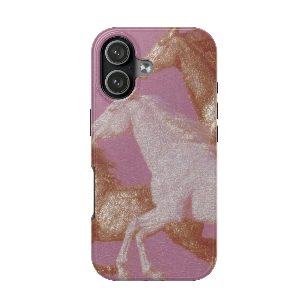 PINK GLITTER COUNTRYSIDE HORSES PHONE CASE