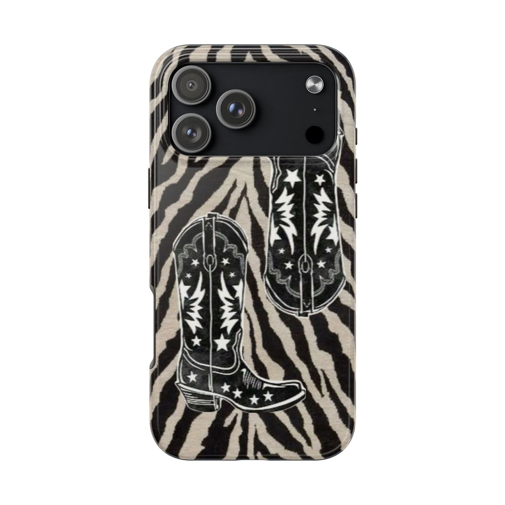 BLACK WESTERN COWGIRL BOOTS PHONE CASE