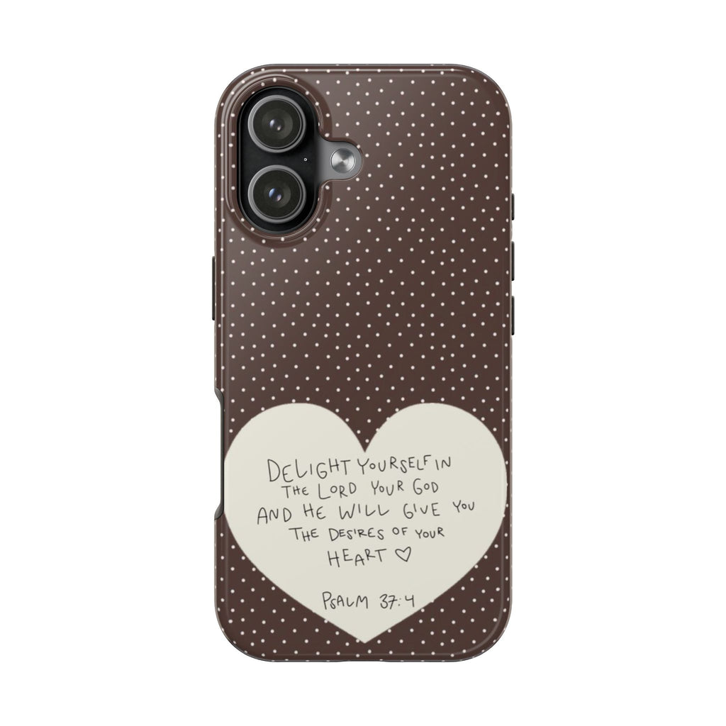 BROWN POLKA DOTS PSALM 37:4 PHONE CASE