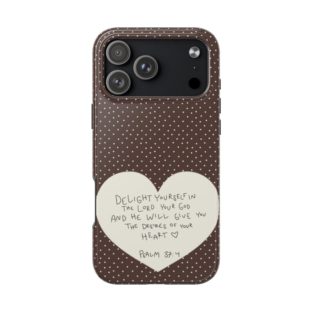 BROWN POLKA DOTS PSALM 37:4 PHONE CASE