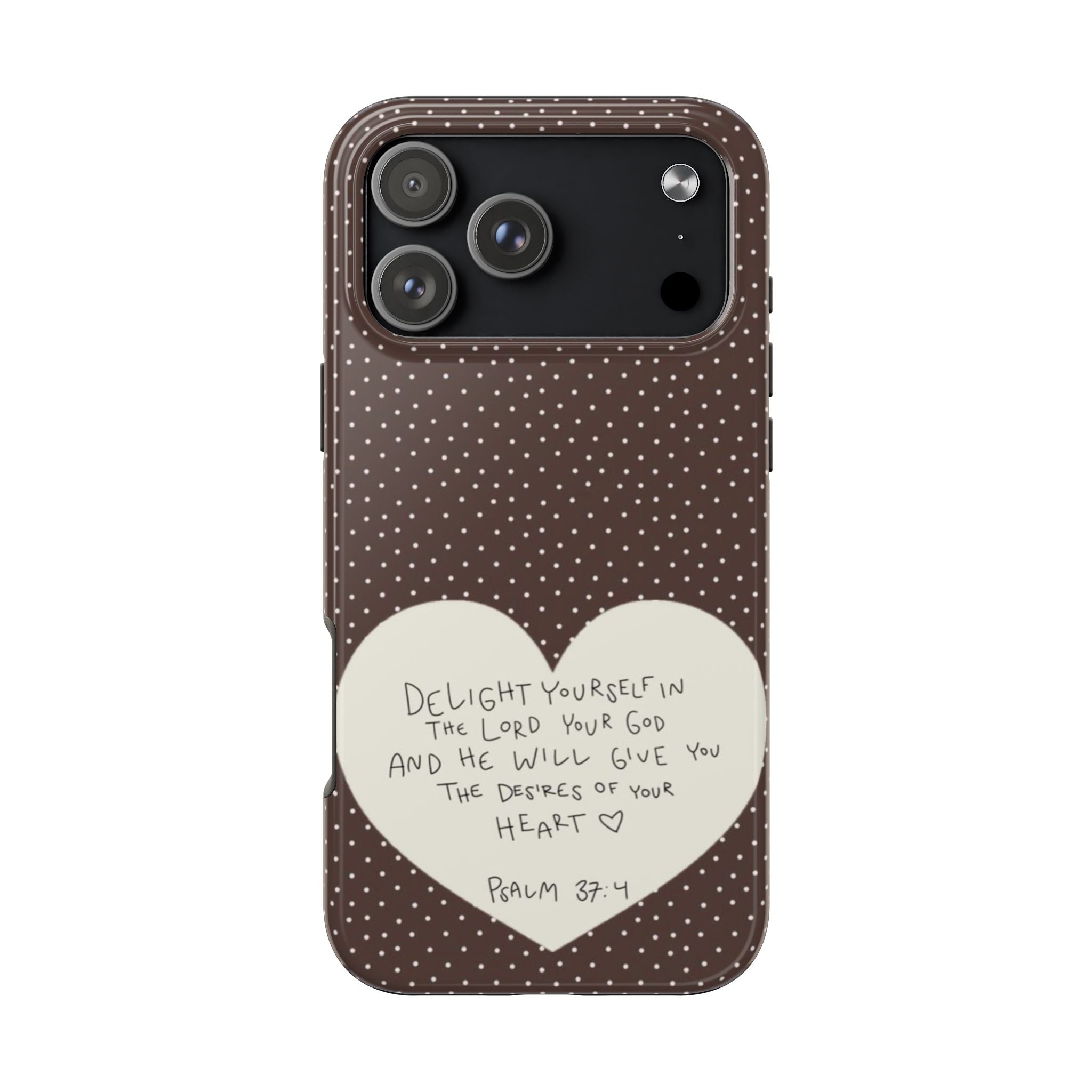 BROWN POLKA DOTS PSALM 37:4 PHONE CASE