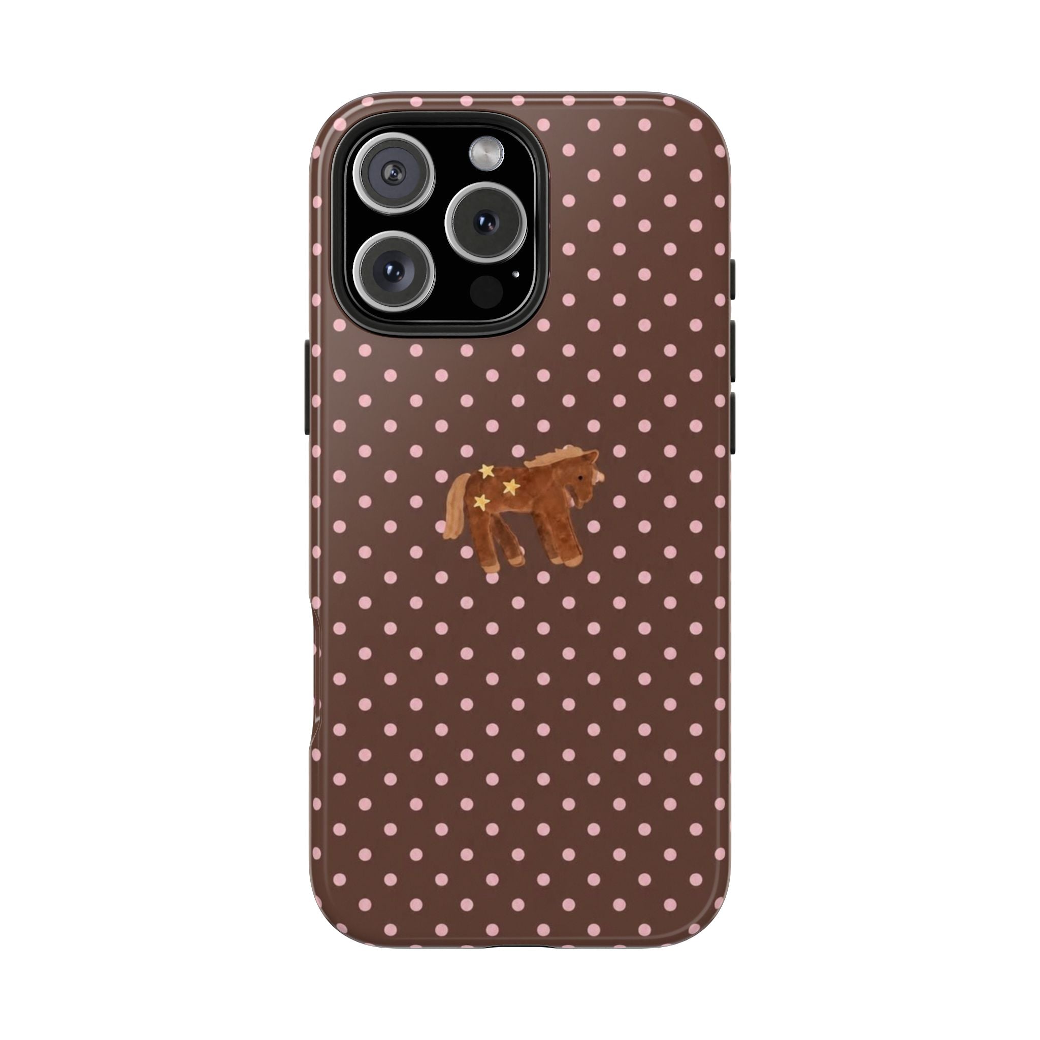 BROWN & PINK POLKA DOTS PONY PHONE CASE