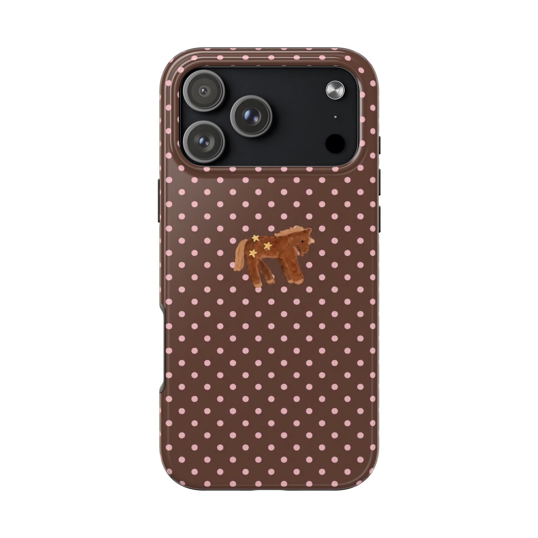 BROWN & PINK POLKA DOTS PONY PHONE CASE