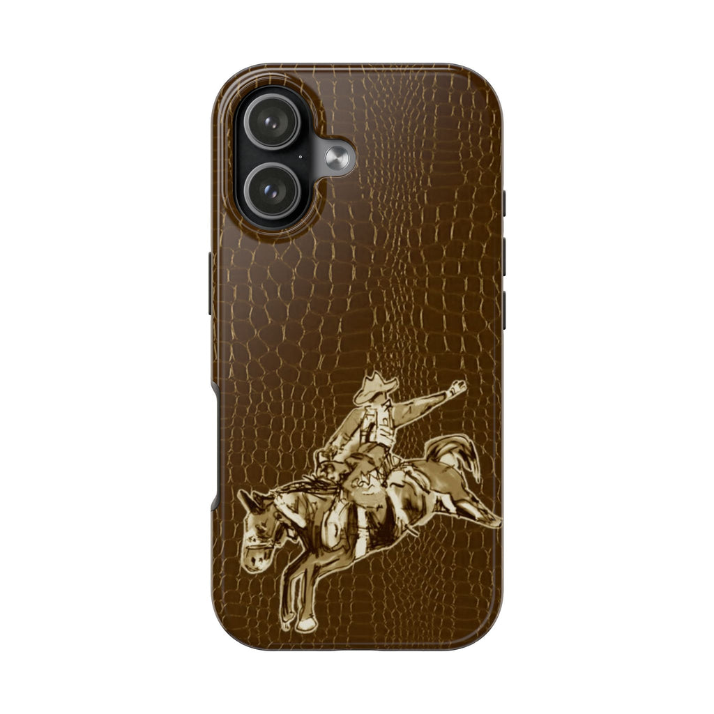 BROWN CROC WESTERN RODEO COWBOY PHONE CASE