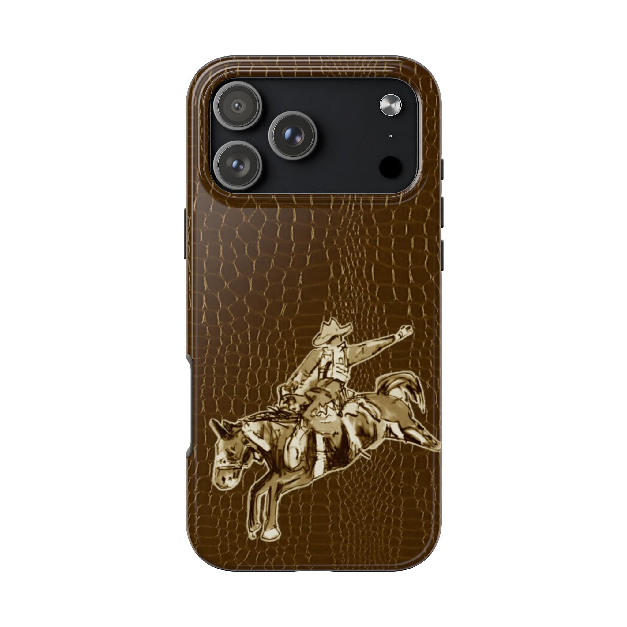 BROWN CROC WESTERN RODEO COWBOY PHONE CASE