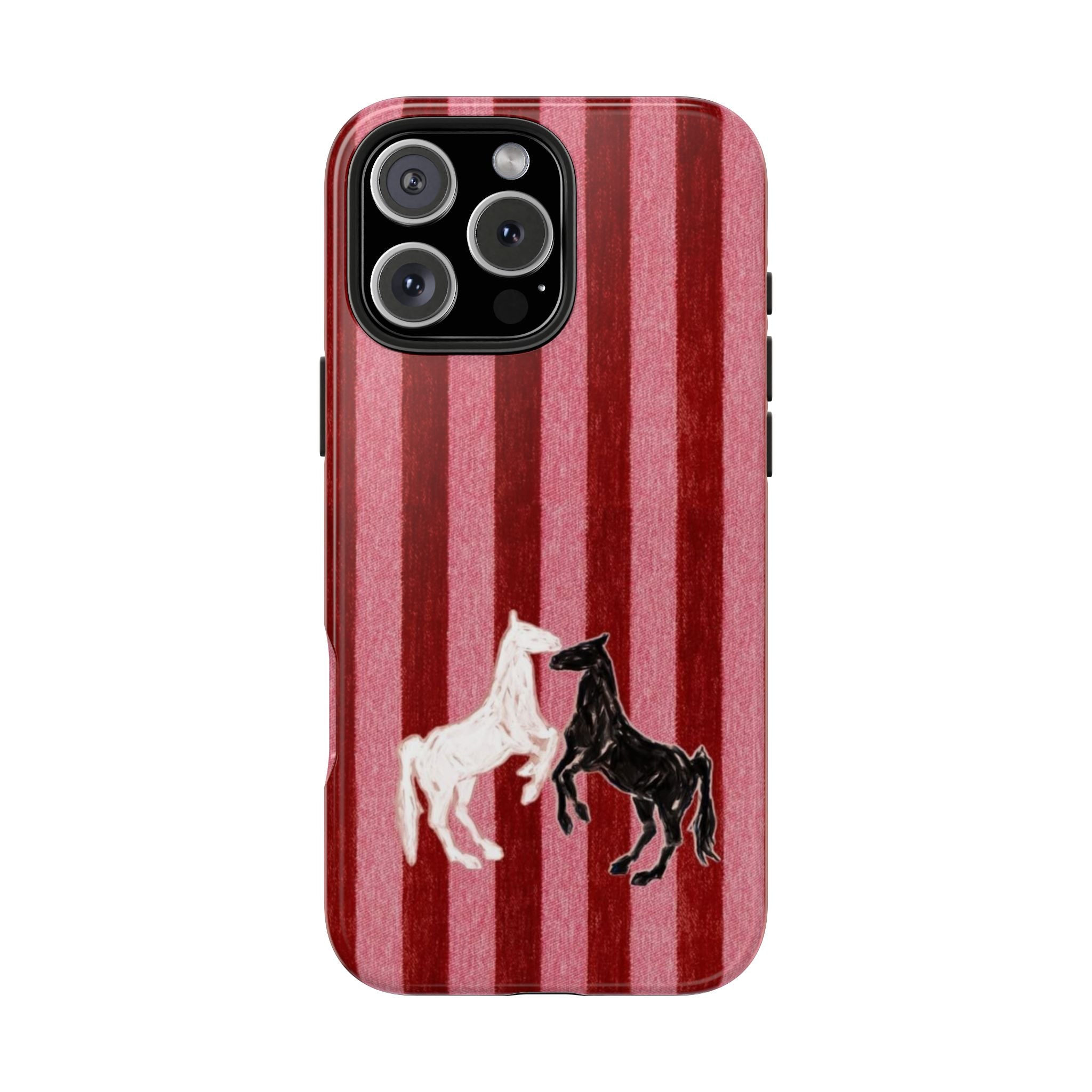 LOVE AT FIRST RANCH PINK STRIPES HORSES PHONE CASE