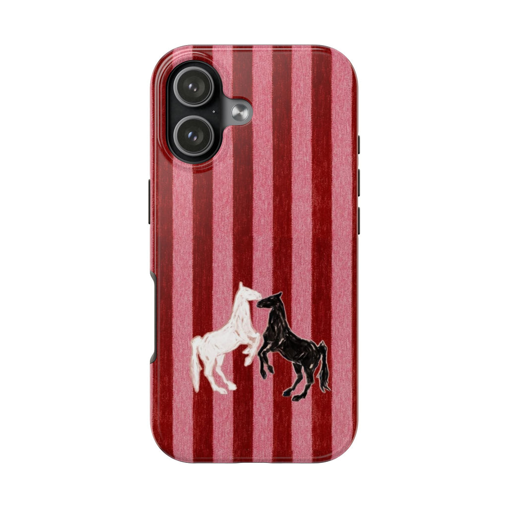 LOVE AT FIRST RANCH PINK STRIPES HORSES PHONE CASE