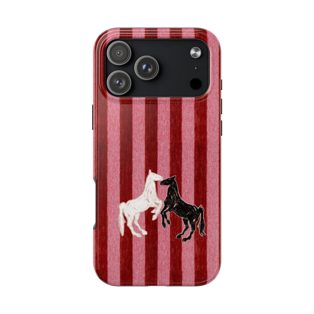 LOVE AT FIRST RANCH PINK STRIPES HORSES PHONE CASE