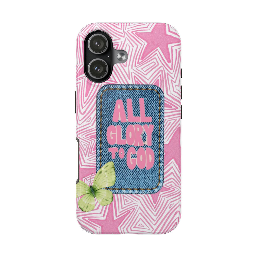ALL GLORY TO GOD PINK STARS PHONE CASE