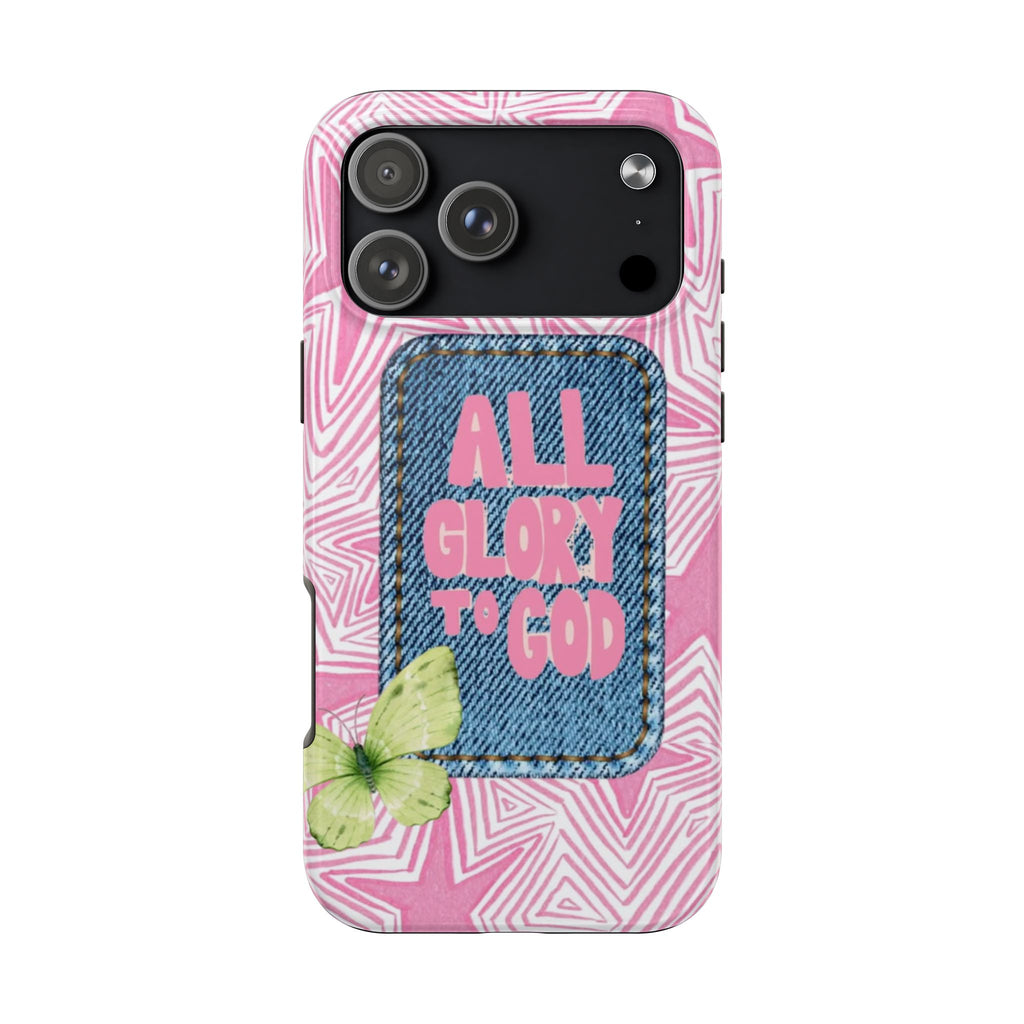 ALL GLORY TO GOD PINK STARS PHONE CASE