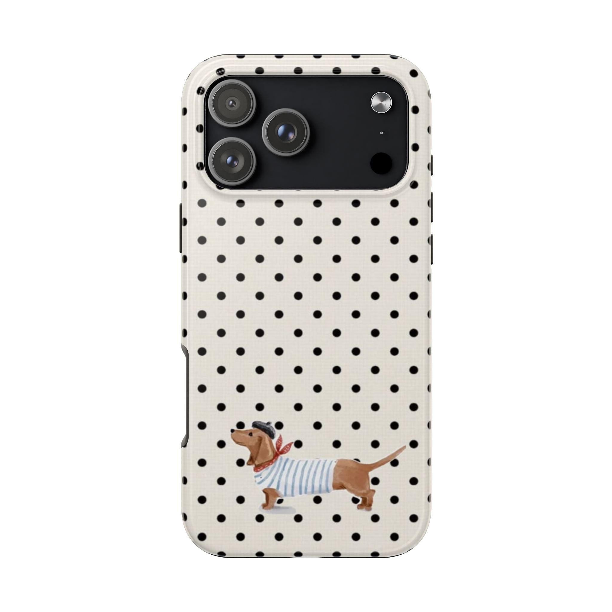 CLASSIC POLKA DOTS SAILOR DACHSHUND PUPPY PHONE CASE