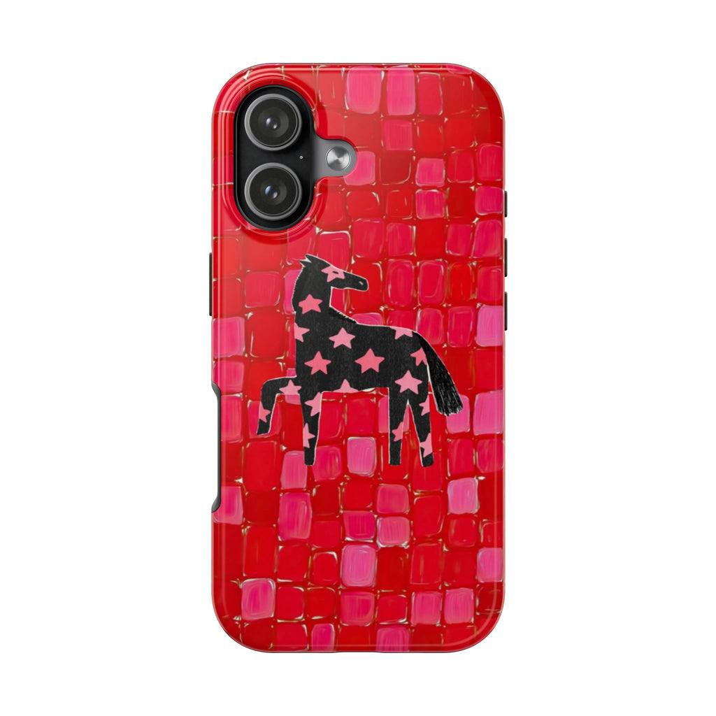 RED WESTERN MOSAIC HORSE PHONE CASE
