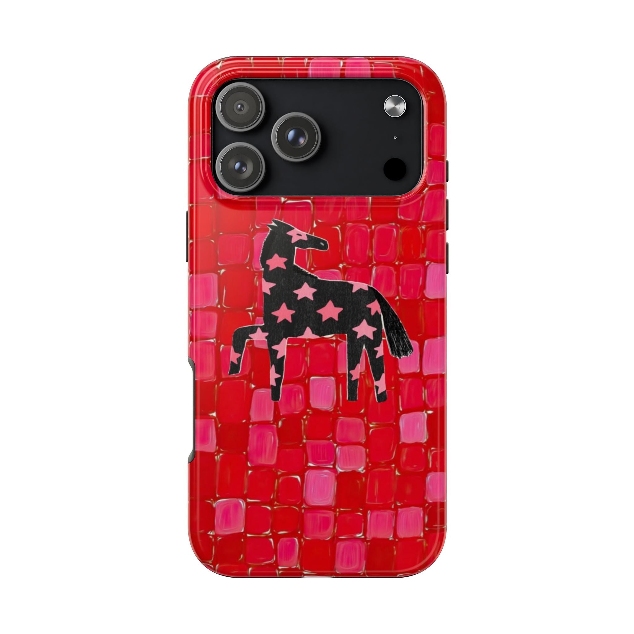 RED WESTERN MOSAIC HORSE PHONE CASE