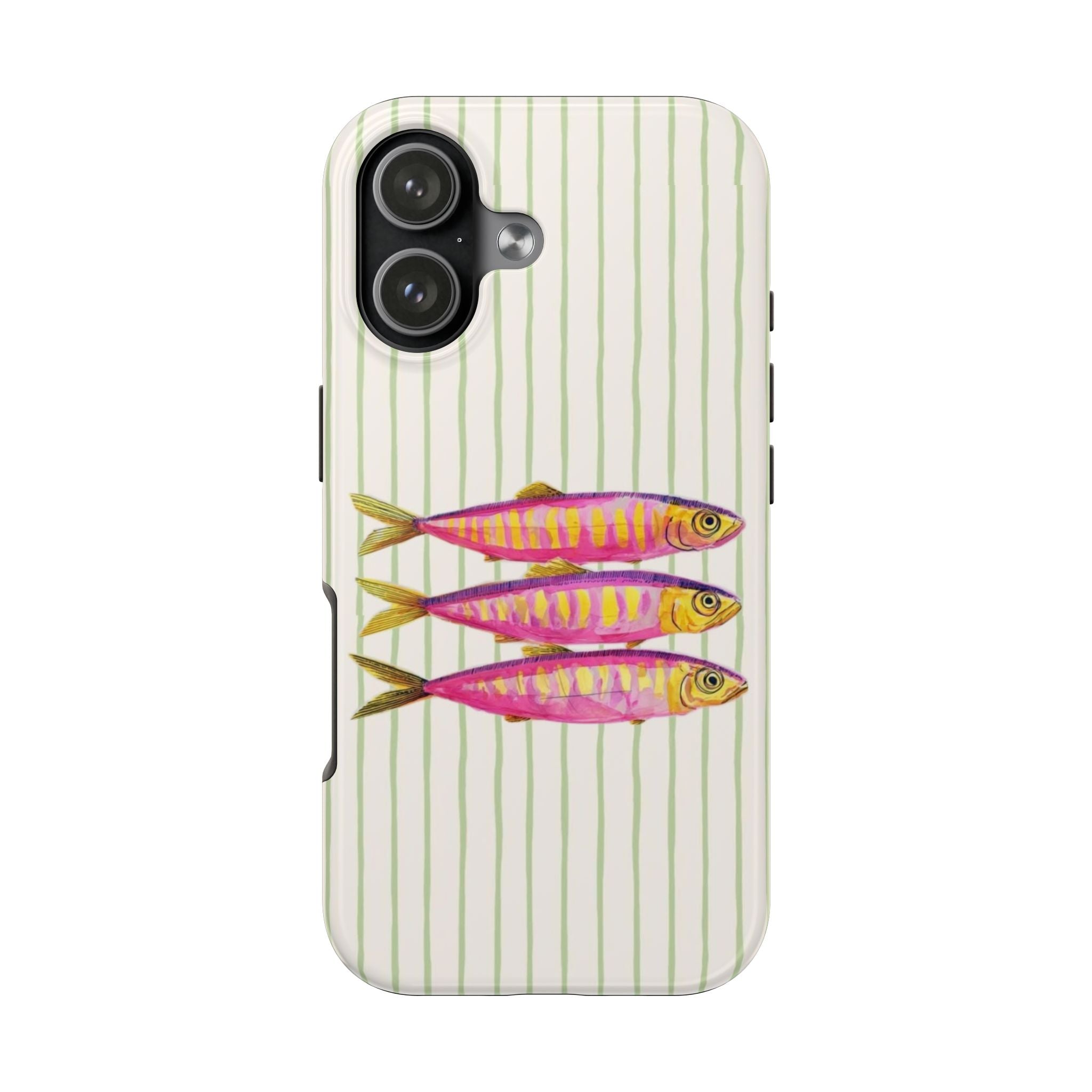 GREEN STRIPES PINK TROUT PHONE CASE