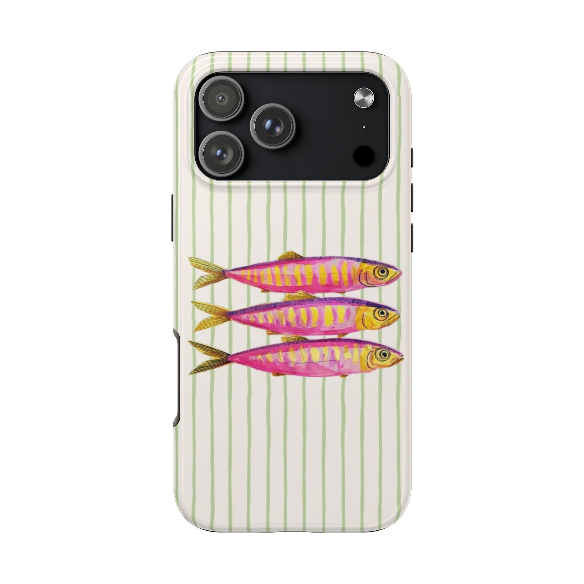 GREEN STRIPES PINK TROUT PHONE CASE