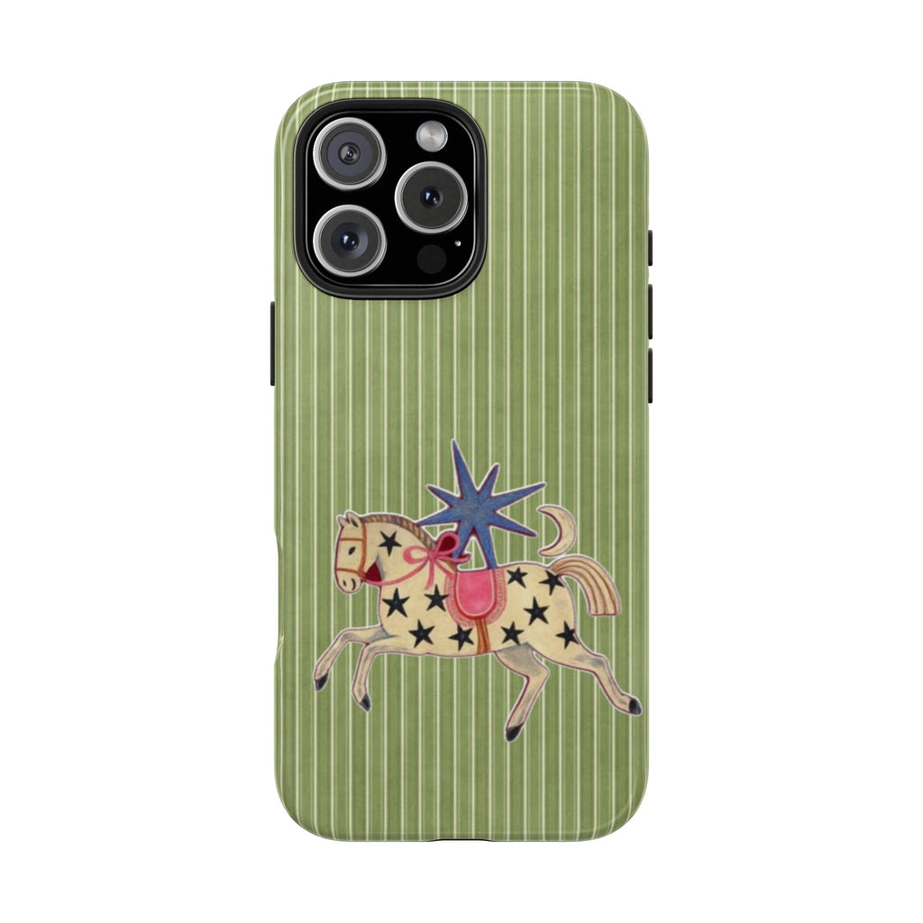 GREEN STRIPES WESTERN STAR HORSE PHONE CASE