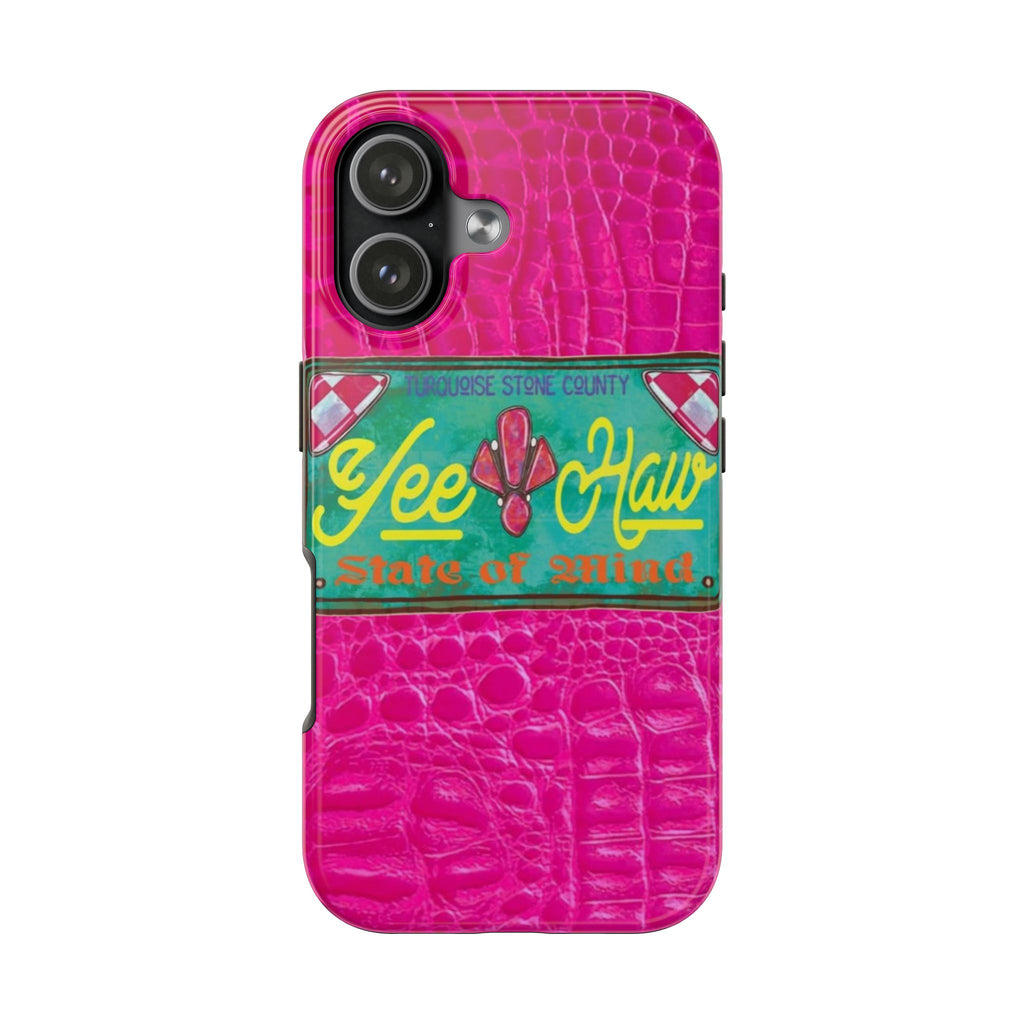FUCHSIA PINK CROC YEEHAW STATE OF MIND COUNTRY PHONE CASE