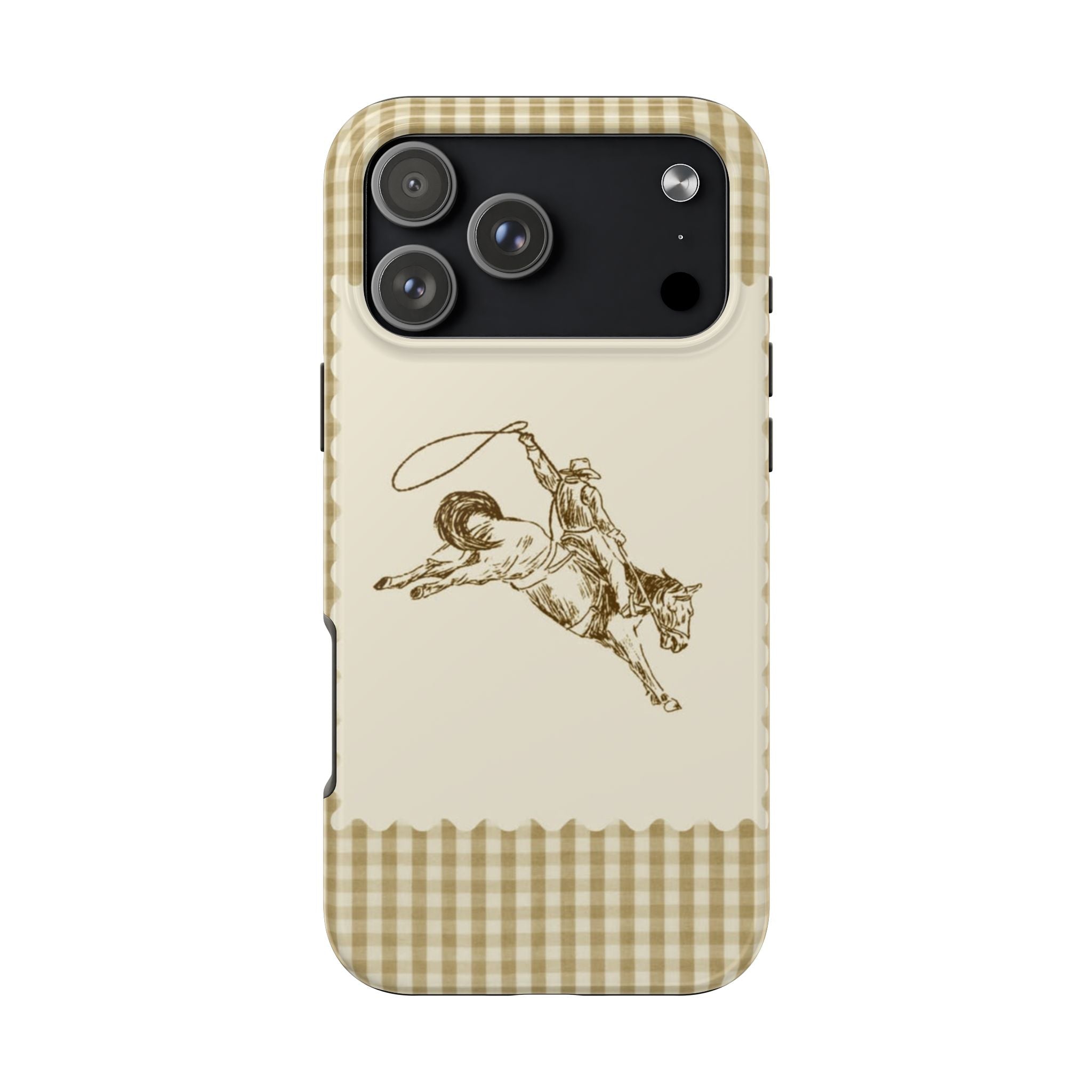 COUNTRY BROWN GINGHAM COWBOY PHONE CASE