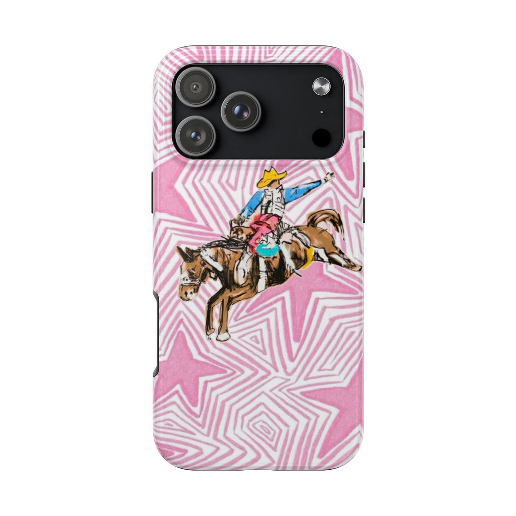 PINK WESTERN STARS COWBOY RODEO PHONE CASE