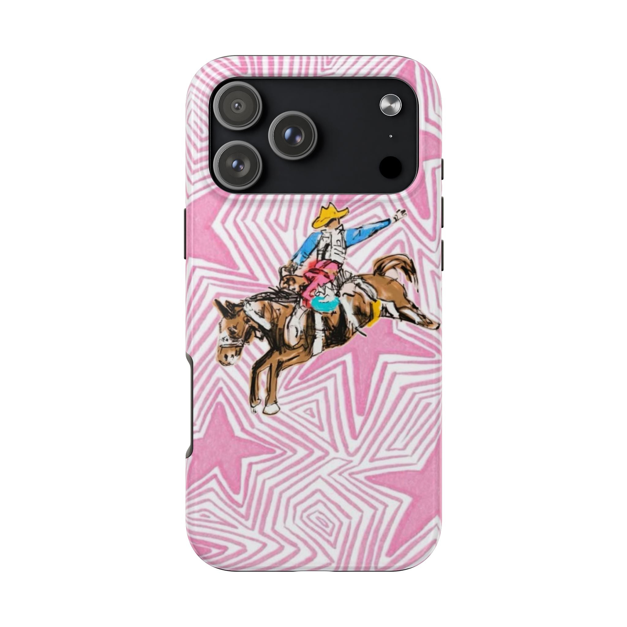 PINK WESTERN STARS COWBOY RODEO PHONE CASE