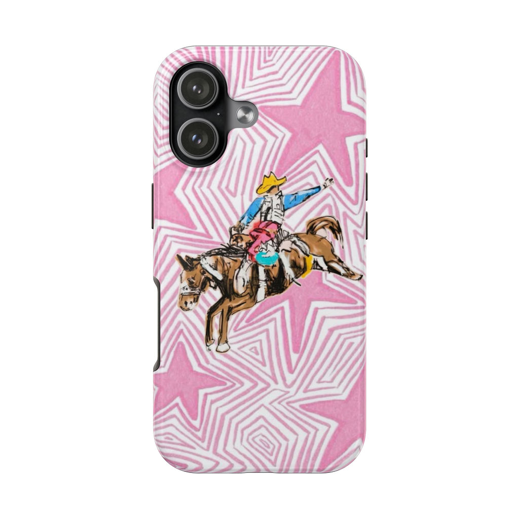 PINK WESTERN STARS COWBOY RODEO PHONE CASE