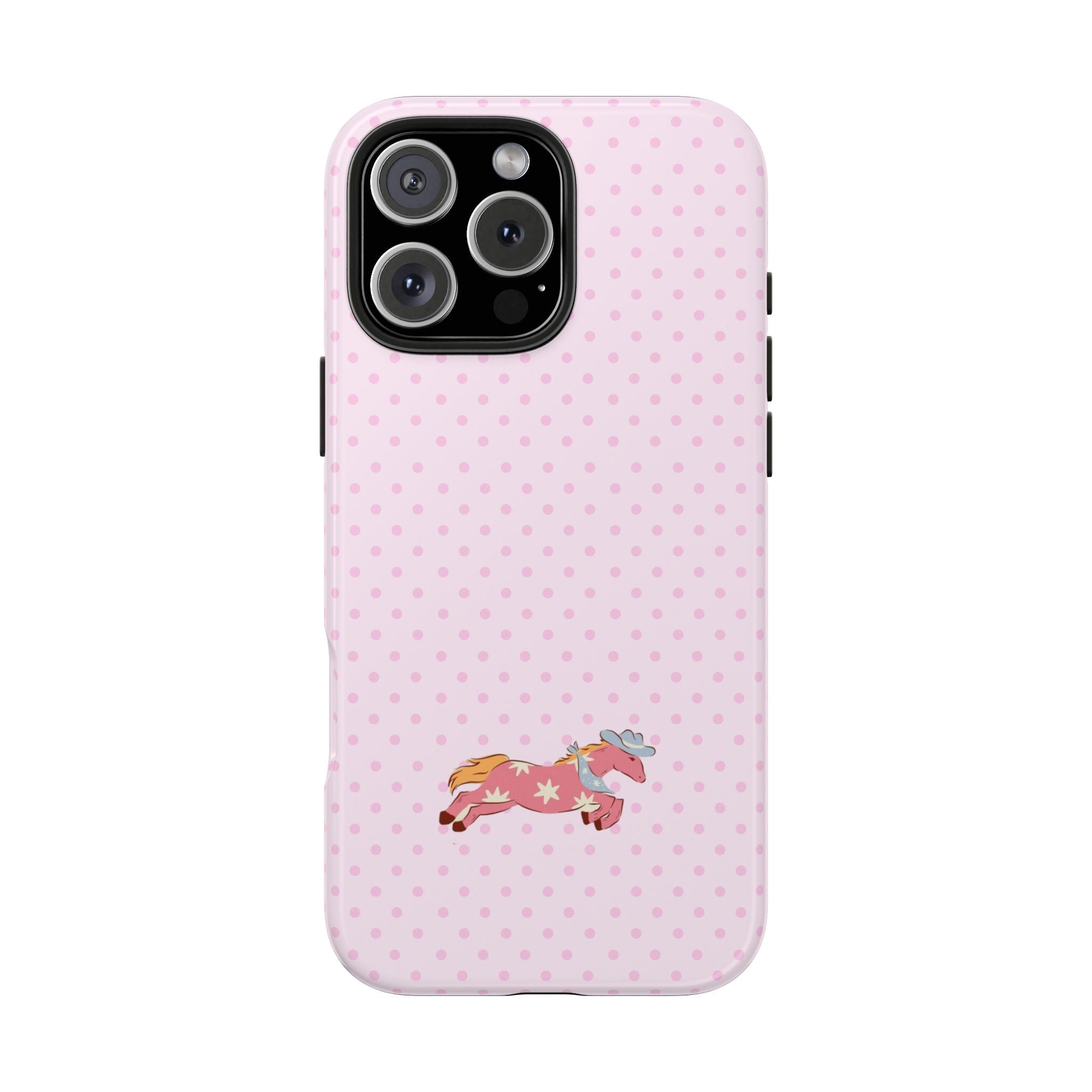 PINK POLKA DOTS WESTERN PONY HORSE PHONE CASE