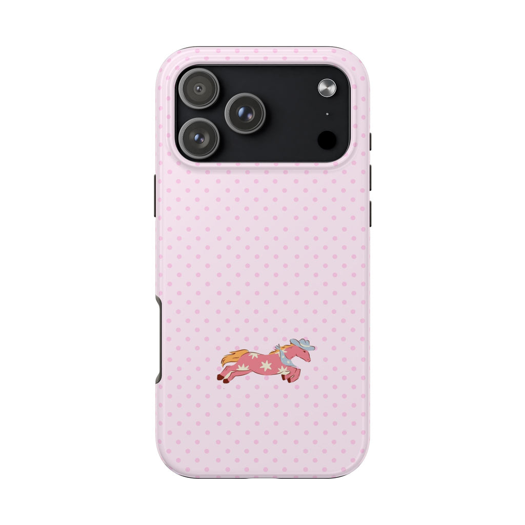 PINK POLKA DOTS WESTERN PONY HORSE PHONE CASE