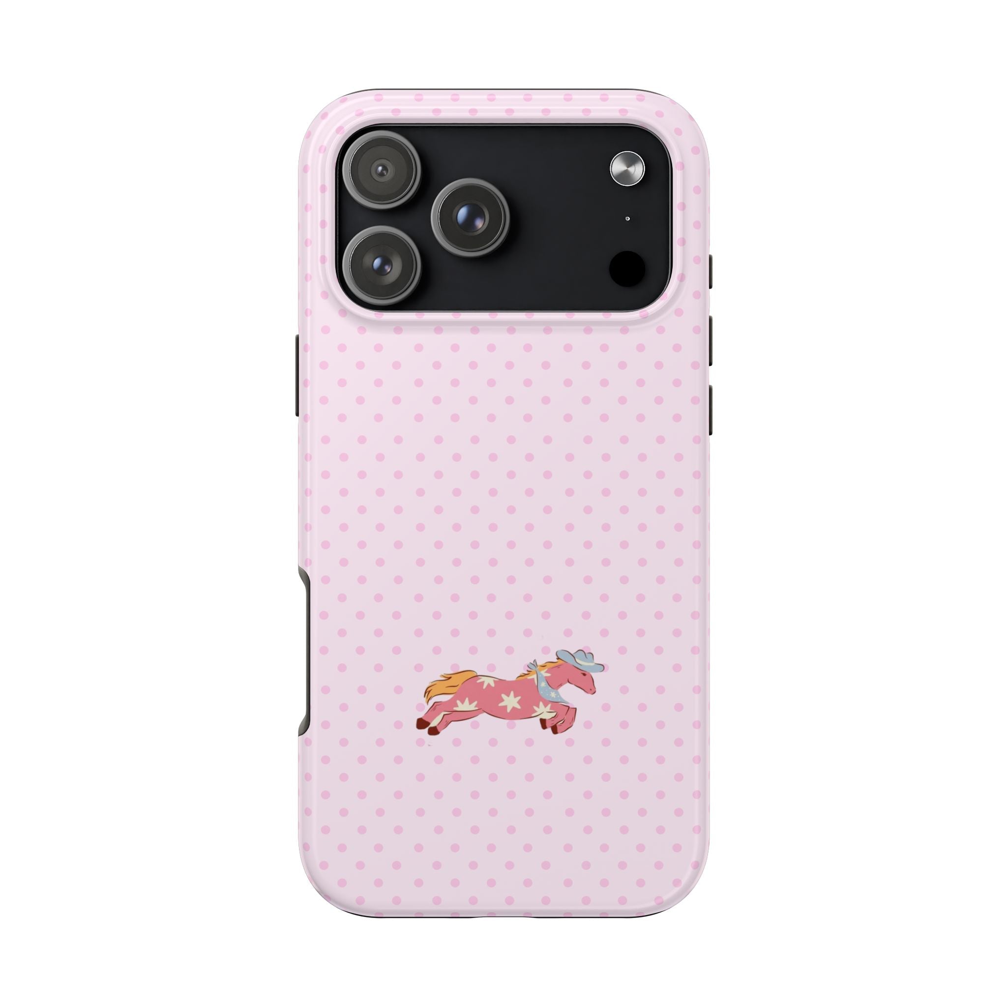 PINK POLKA DOTS WESTERN PONY HORSE PHONE CASE