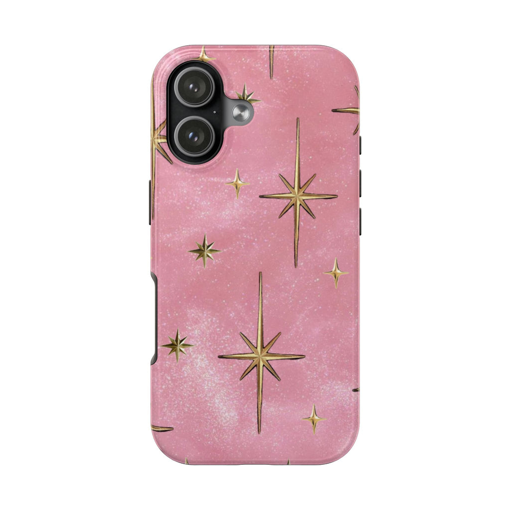 WISHING ON A STAR PINK GLITTER GOLD PHONE CASE