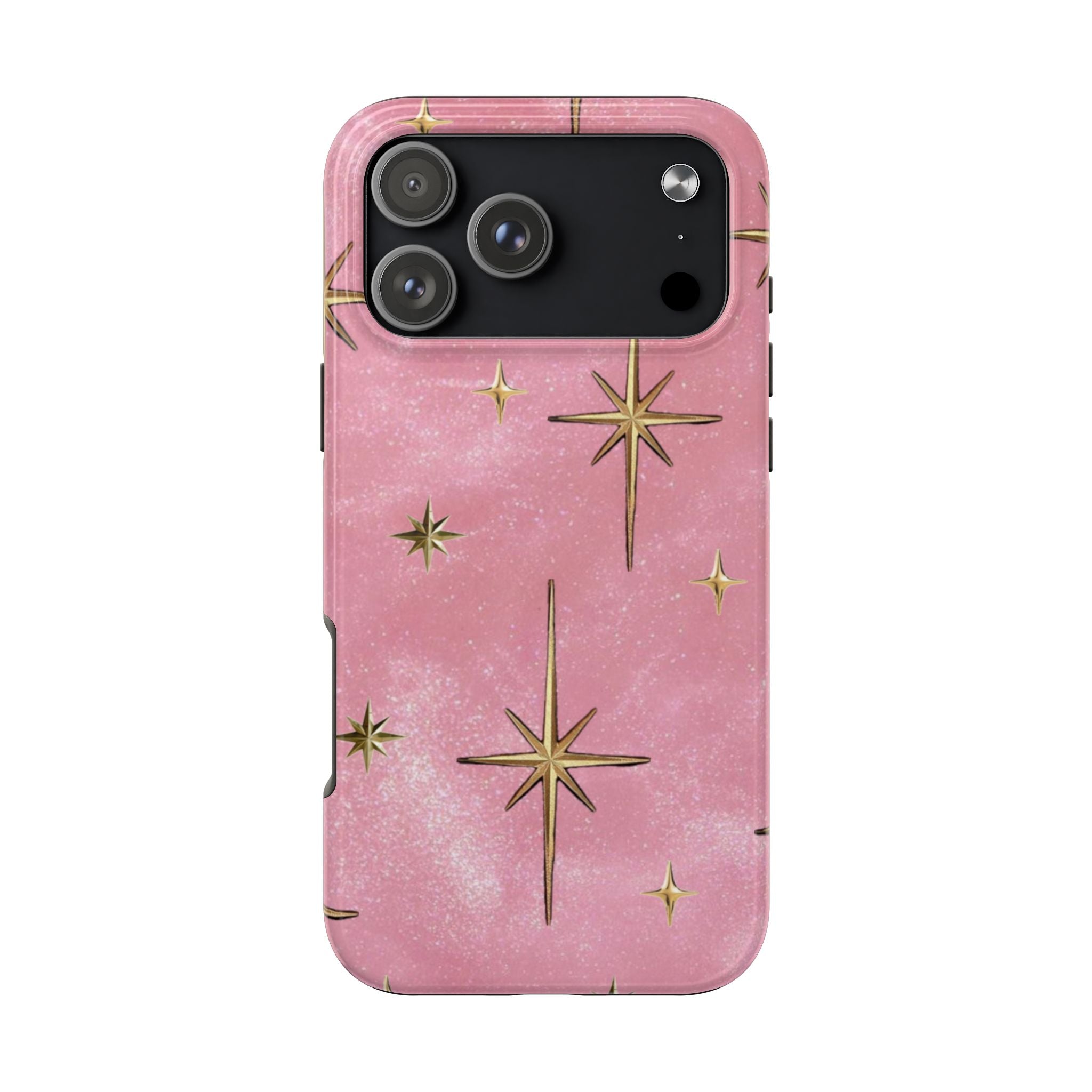 WISHING ON A STAR PINK GLITTER GOLD PHONE CASE