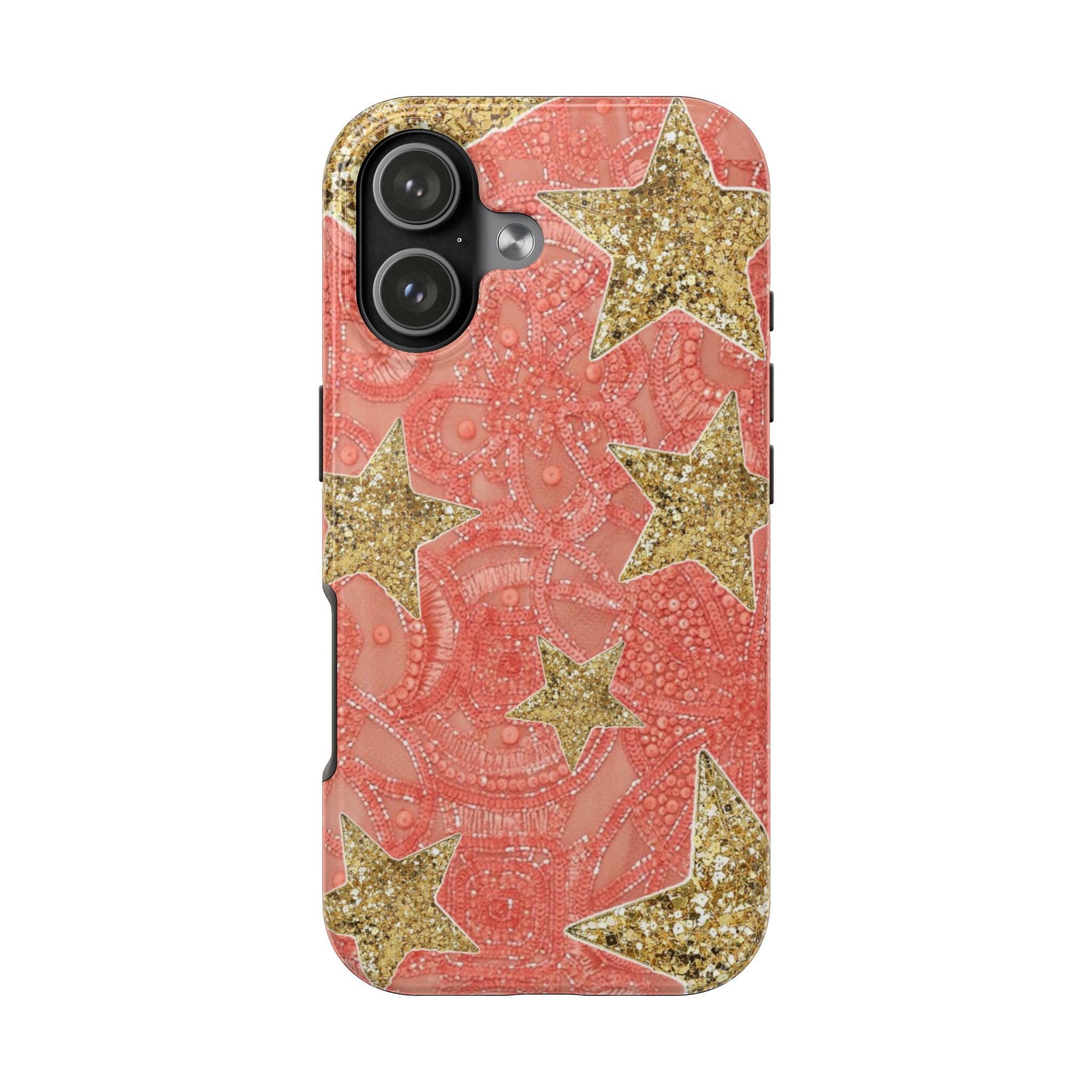 CORAL CRUSH EMBELLISHED GOLD STARS PHONE CASE