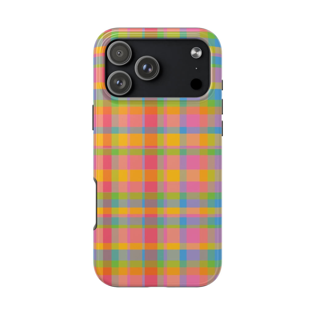 ORANGE SUNSET PLAID PHONE CASE