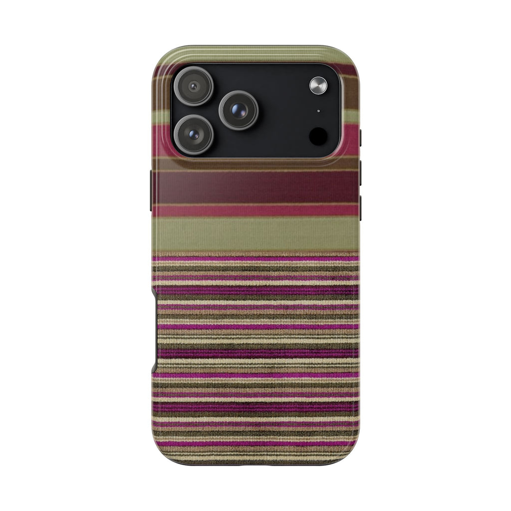 AUTUMN CRANBERRY STRIPES PHONE CASE