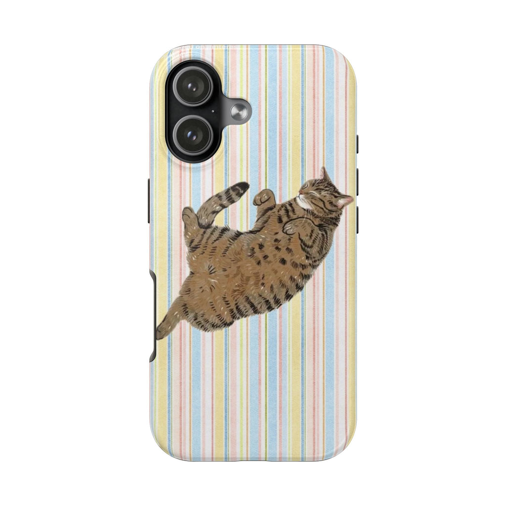 SUMMER BLUE STRIPES CAT PHONE CASE