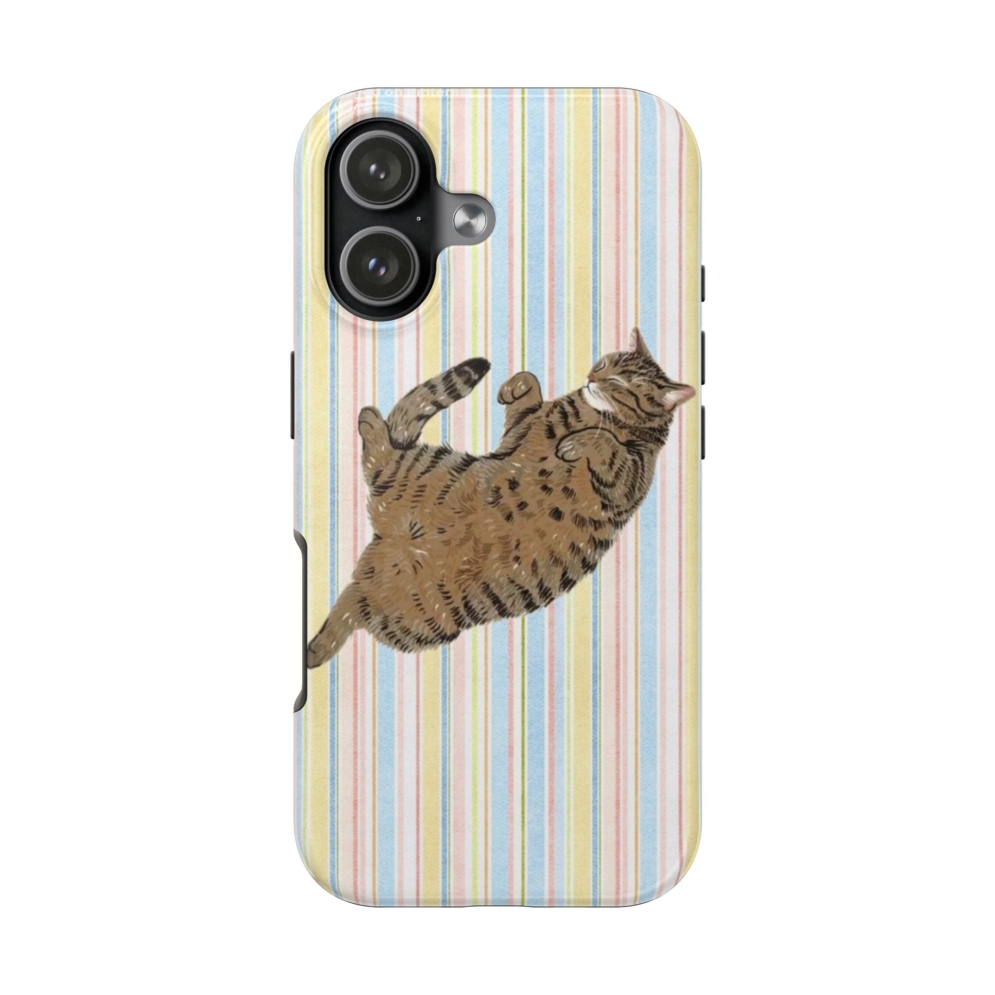 SUMMER BLUE STRIPES CAT PHONE CASE