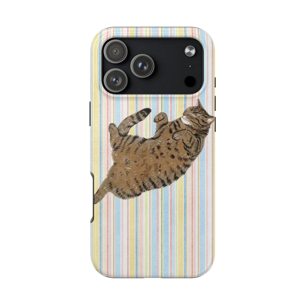 SUMMER BLUE STRIPES CAT PHONE CASE