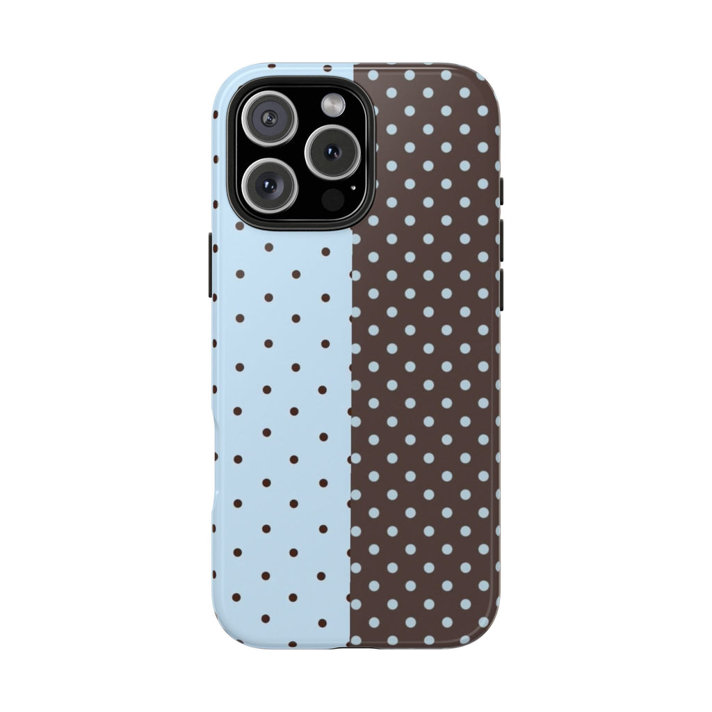 MOCHA BLUE POLKA DOTS PHONE CASE