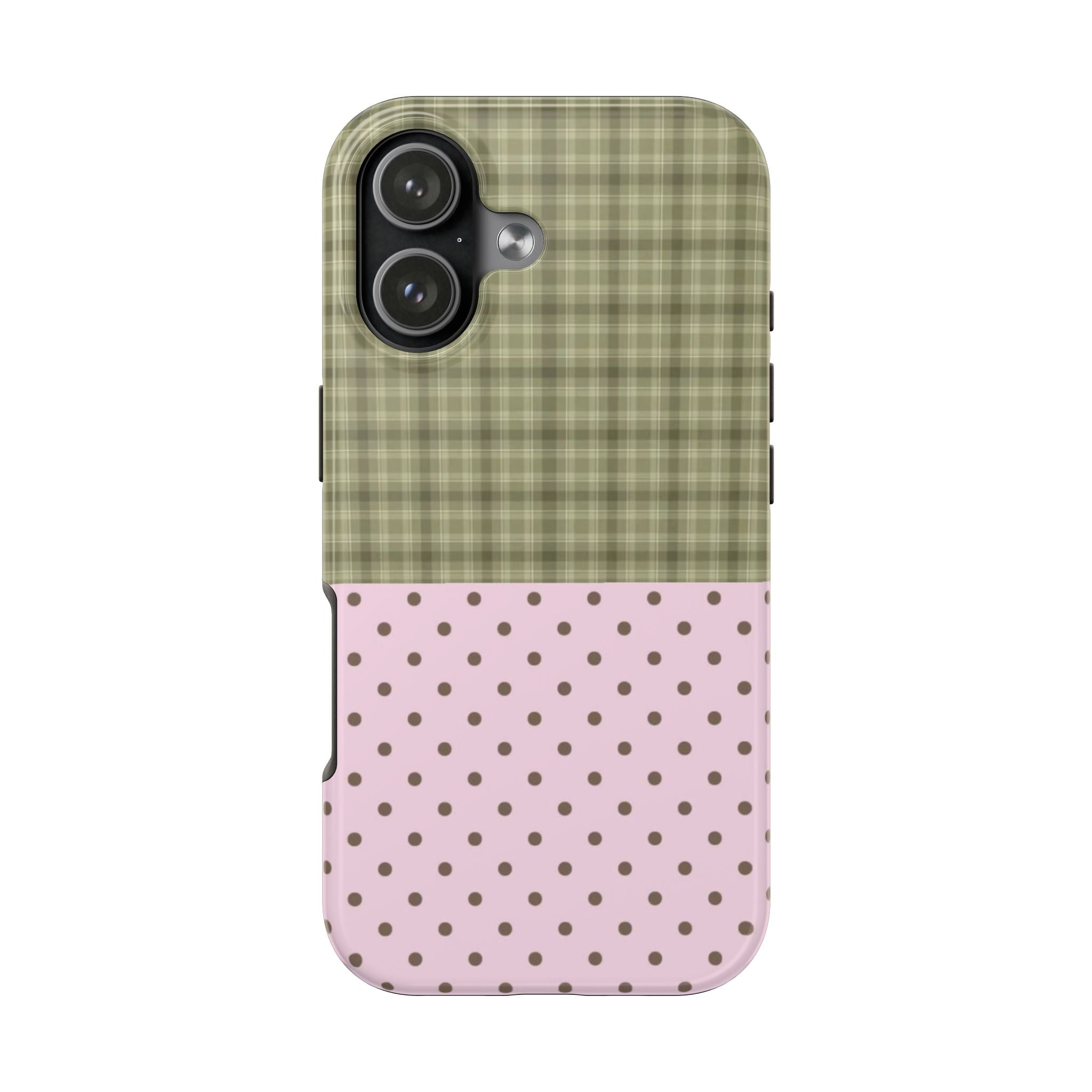 GREEN PLAID PINK POLKA DOTS PHONE CASE